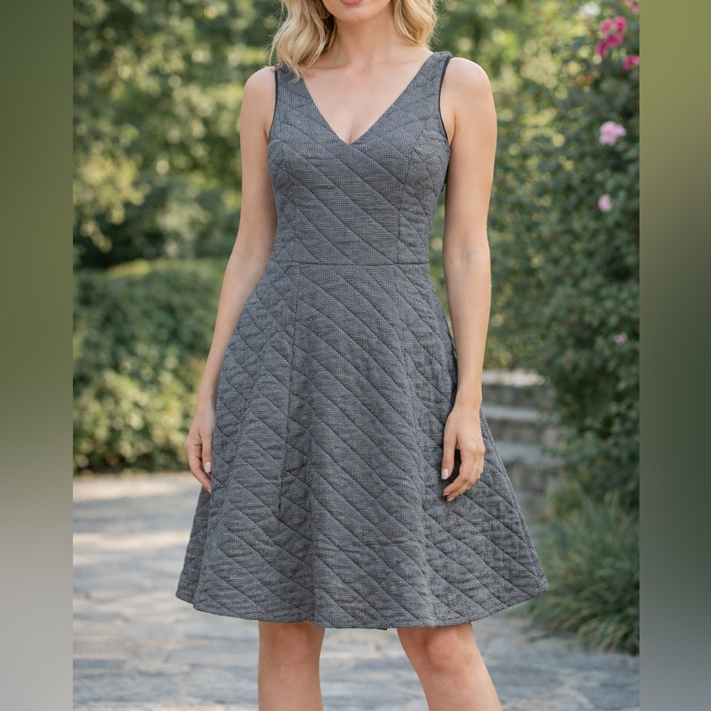 Creatures Of Comfort Houndstooth Quilted Skater Mini Dress